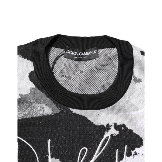 Dolce & Gabbana Multicolor Silk Camouflage Pullover Sweater