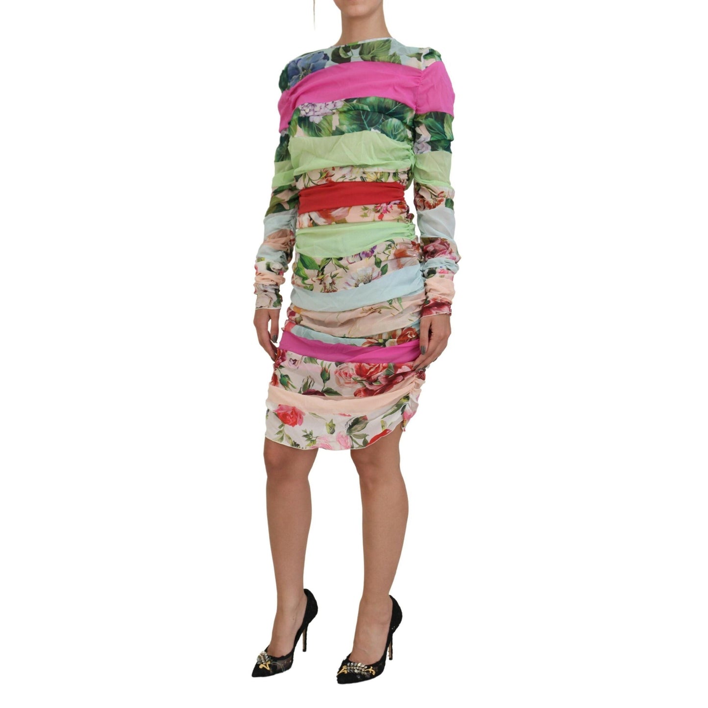 Dolce & Gabbana Multicolor Silk Floral Bodycon Sheath Dress