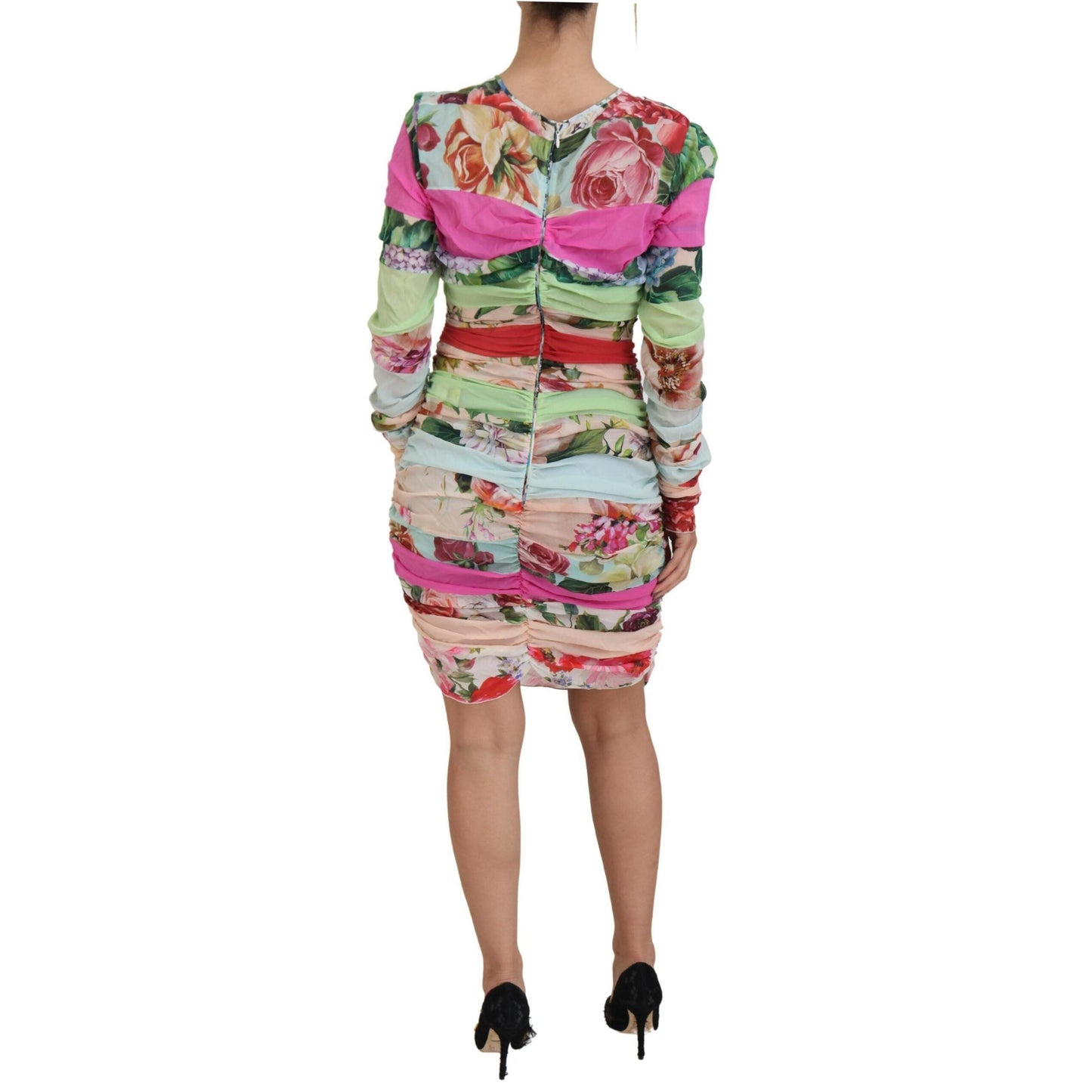 Dolce & Gabbana Multicolor Silk Floral Bodycon Sheath Dress