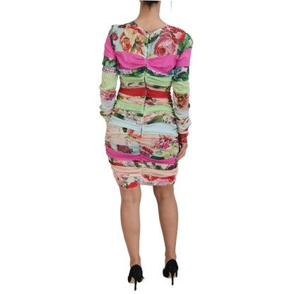 Dolce & Gabbana Multicolor Silk Floral Bodycon Sheath Dress