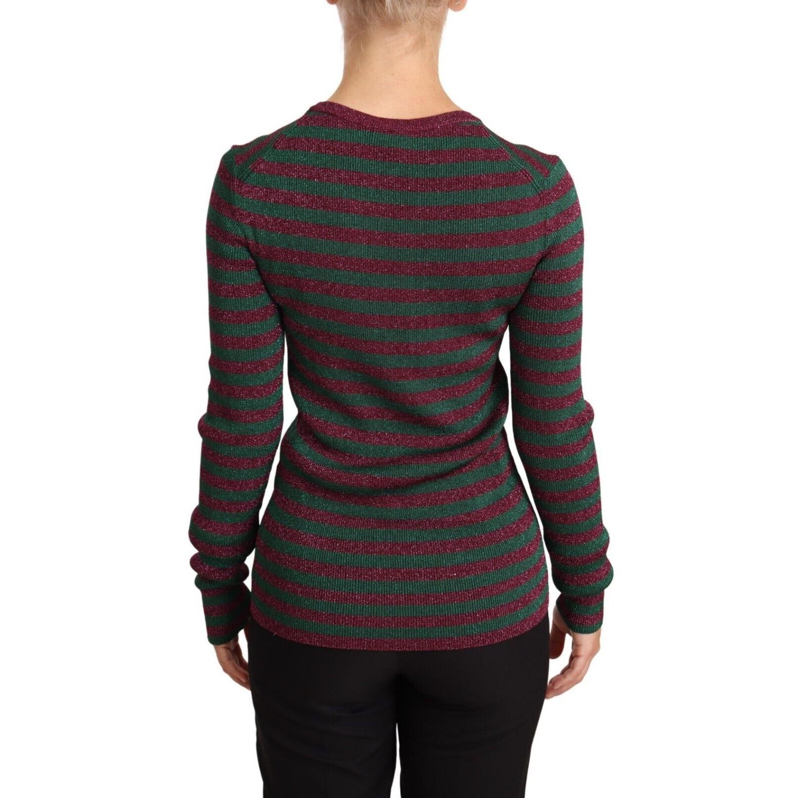 Dolce & Gabbana Multicolor Striped Crew Neck Pullover Sweater