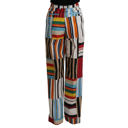 Dolce & Gabbana Multicolor Striped High Waist Cotton Pants