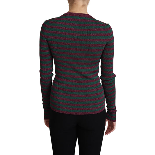 Dolce & Gabbana Multicolor Stripes Crew Neck Pullover Sweater
