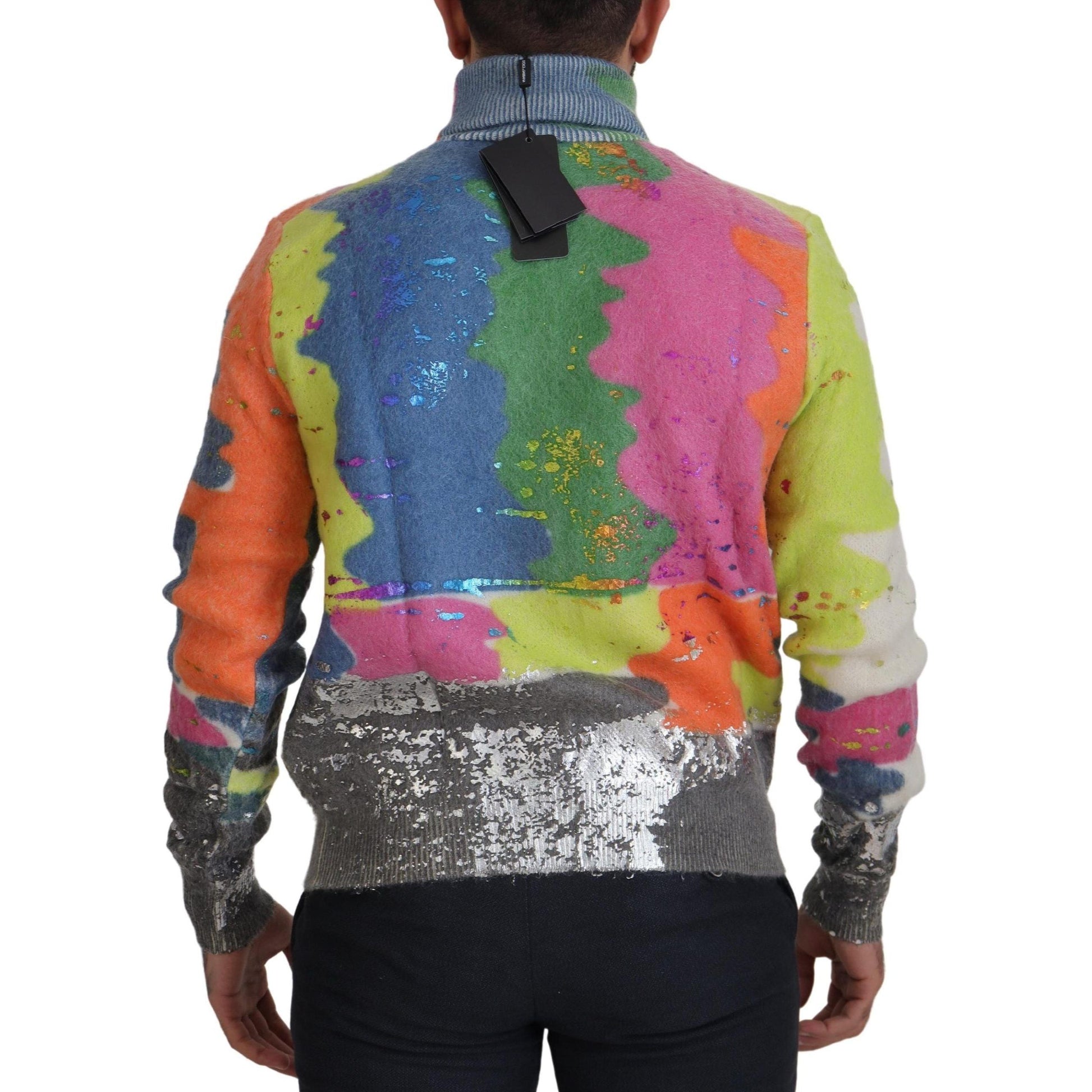 Dolce & Gabbana Multicolor Turtleneck Pullover Mohair Sweater
