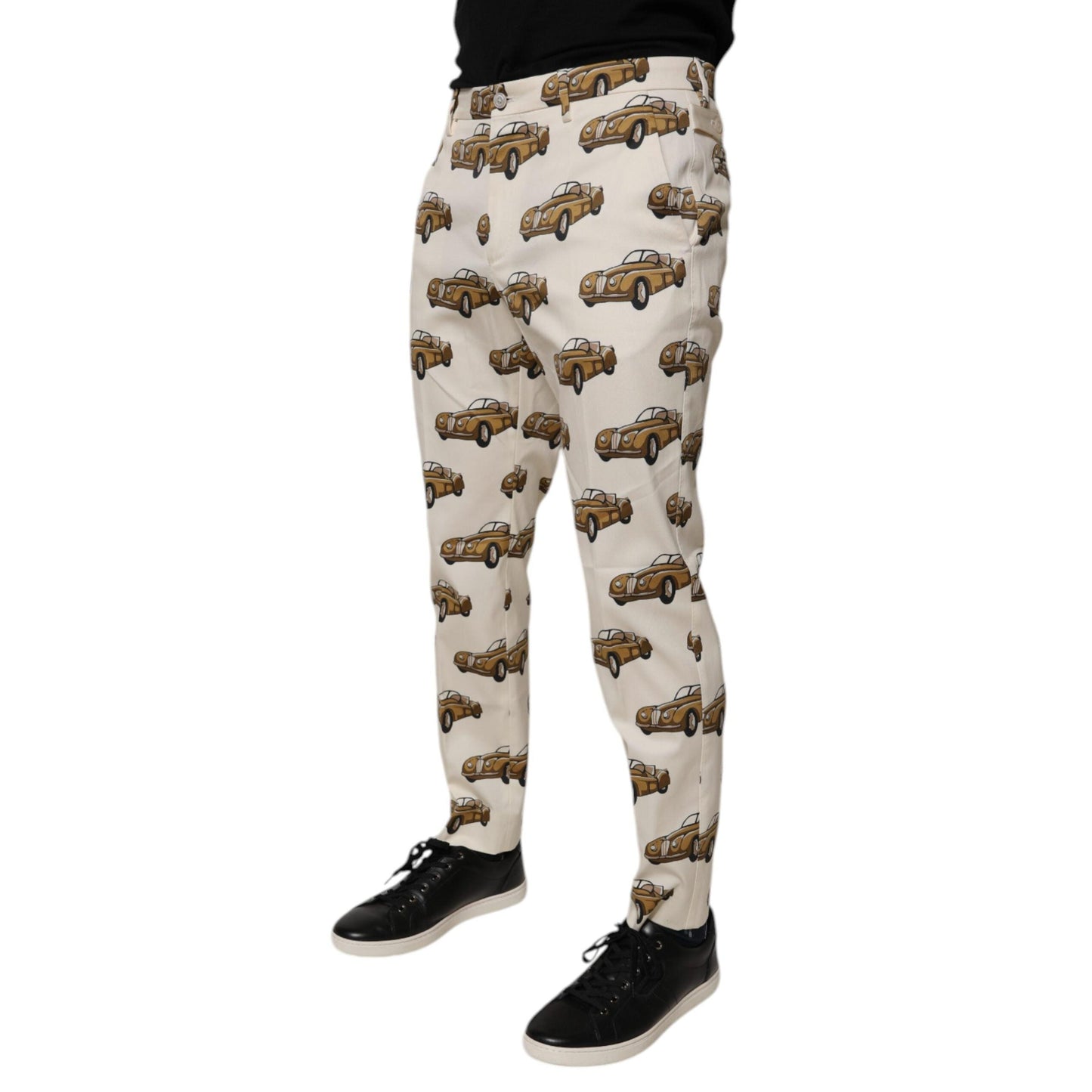Dolce & Gabbana Off White Cars Cotton Skinny Men Denim Jeans