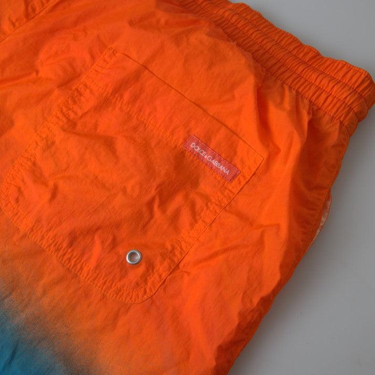 Dolce & Gabbana Orange Blue Gradient Beachwear Swimwear Shorts