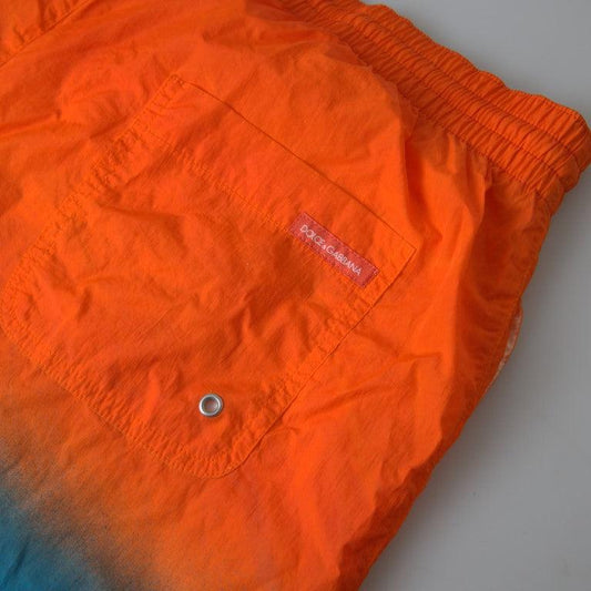 Dolce & Gabbana Orange Blue Gradient Beachwear Swimwear Shorts