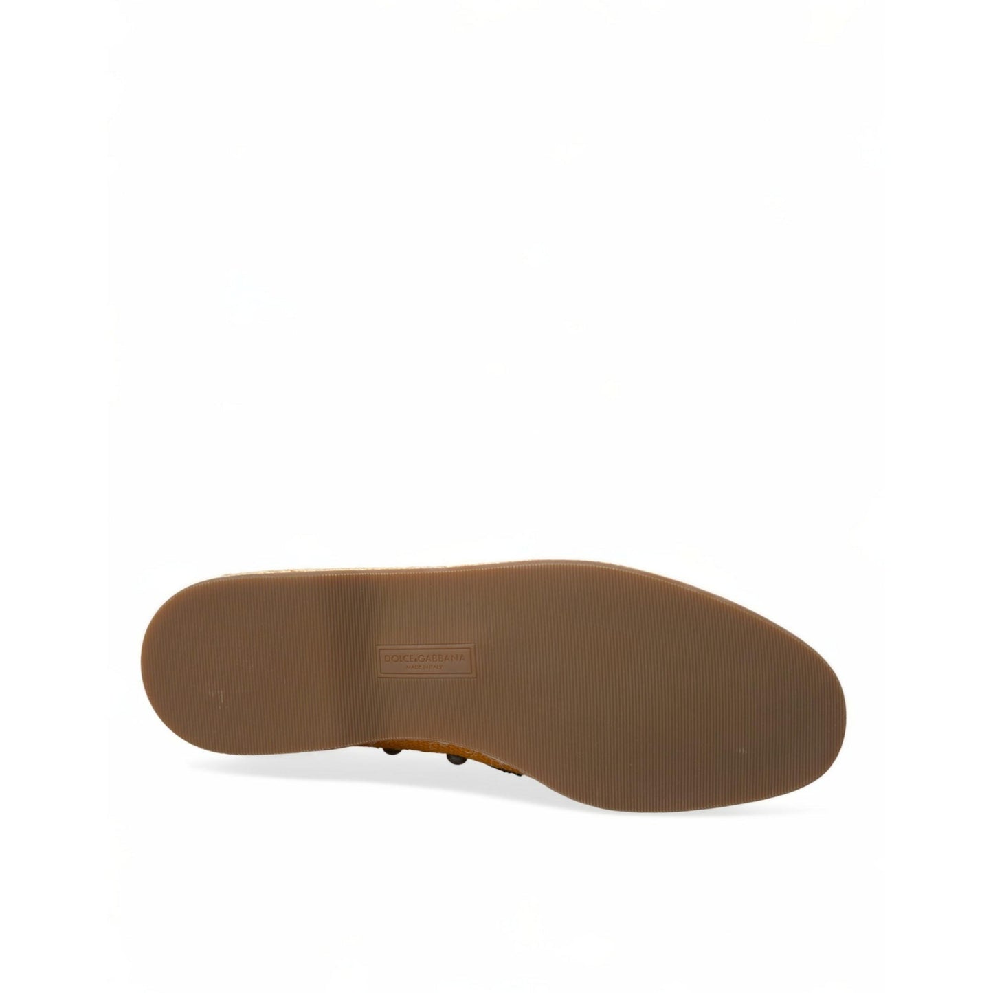 Dolce & Gabbana Orange Linen Leather Studded Loafers Shoes