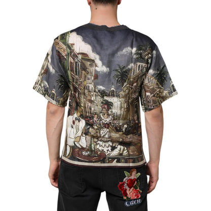 Dolce & Gabbana Palermo Jazz Club Linen Crew Neck Men T-shirt
