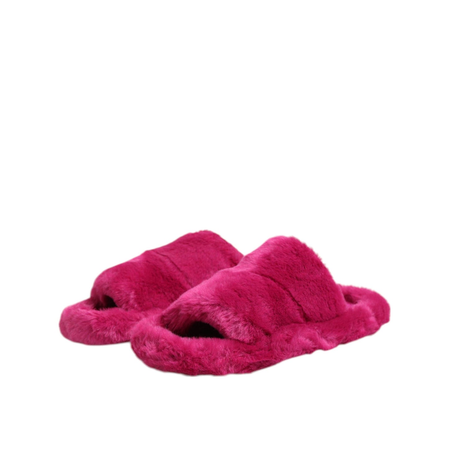 Dolce & Gabbana Pink Acrylic Faux Fur Mens Flats Sandals Shoes