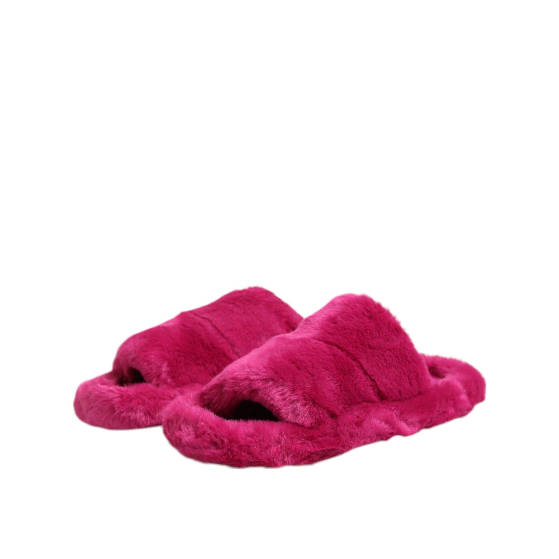 Dolce & Gabbana Pink Acrylic Faux Fur Mens Flats Sandals Shoes
