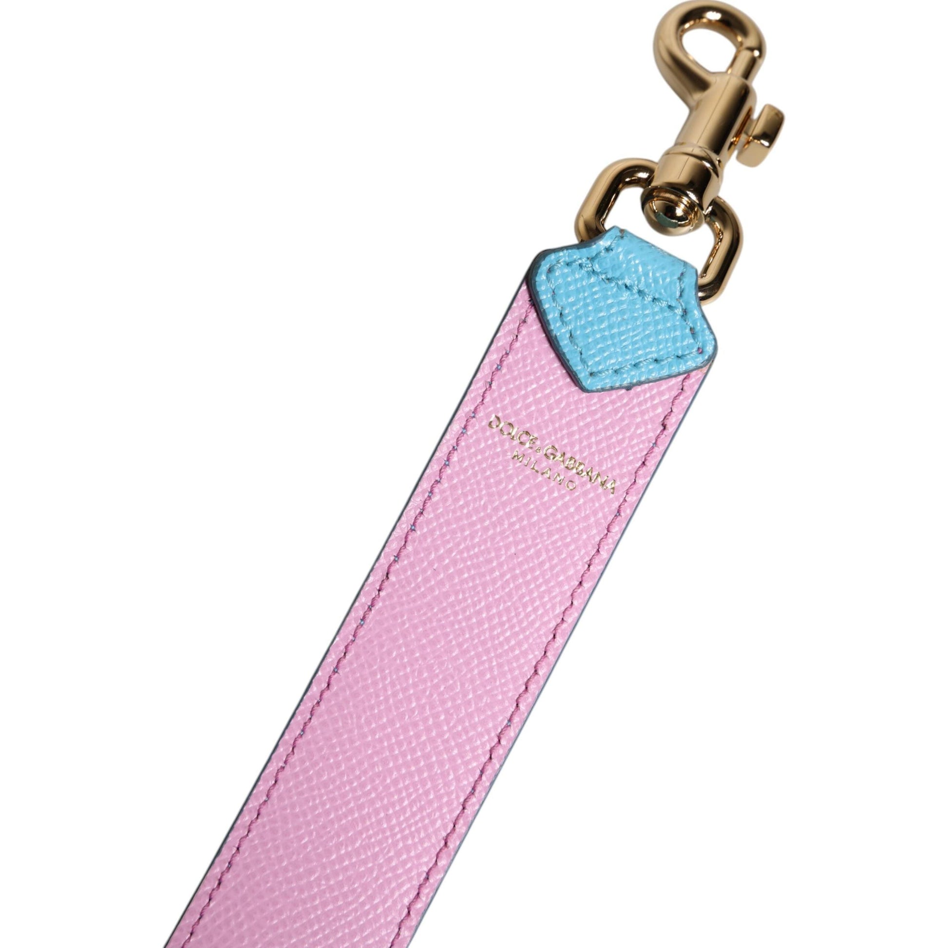 Dolce & Gabbana Pink Blue Leather Handle Bag Shoulder Strap