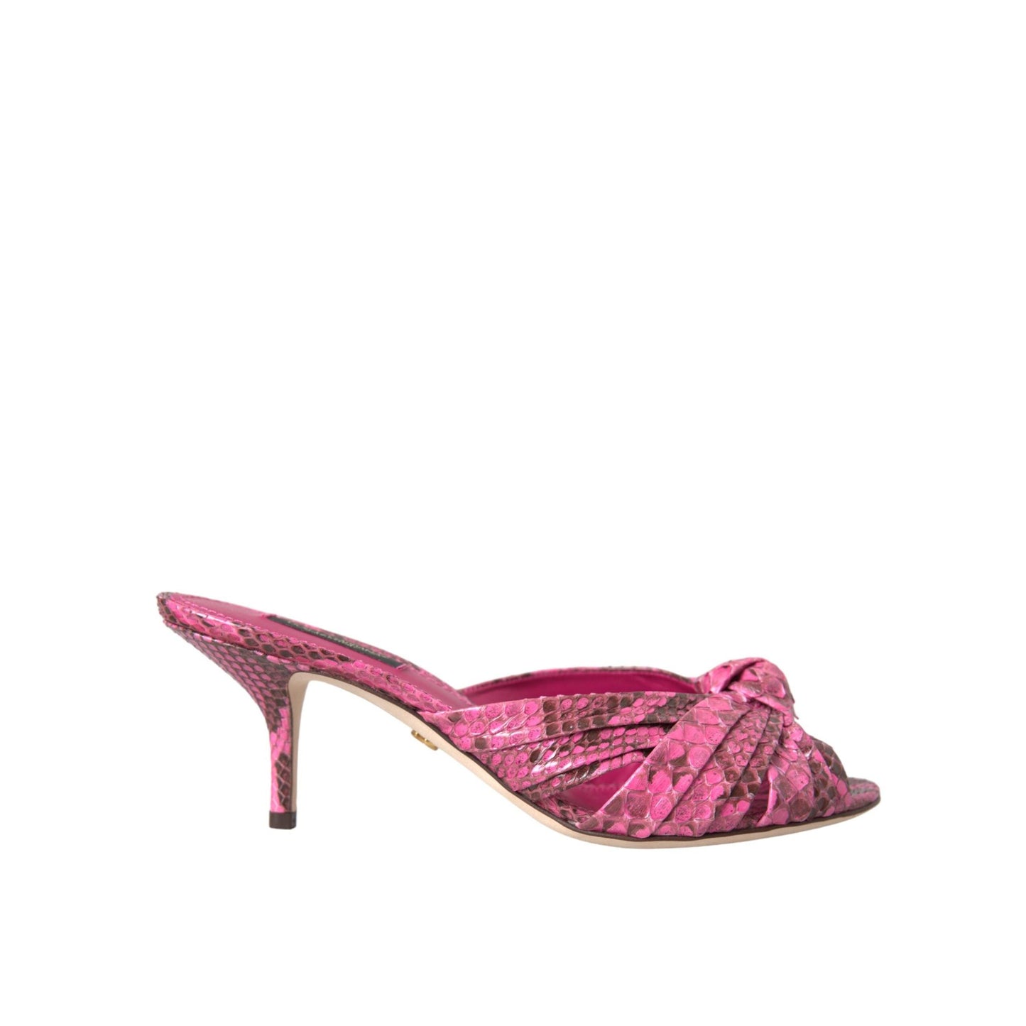 Dolce & Gabbana Pink Exotic Leather Kitten Heels Slides Shoes