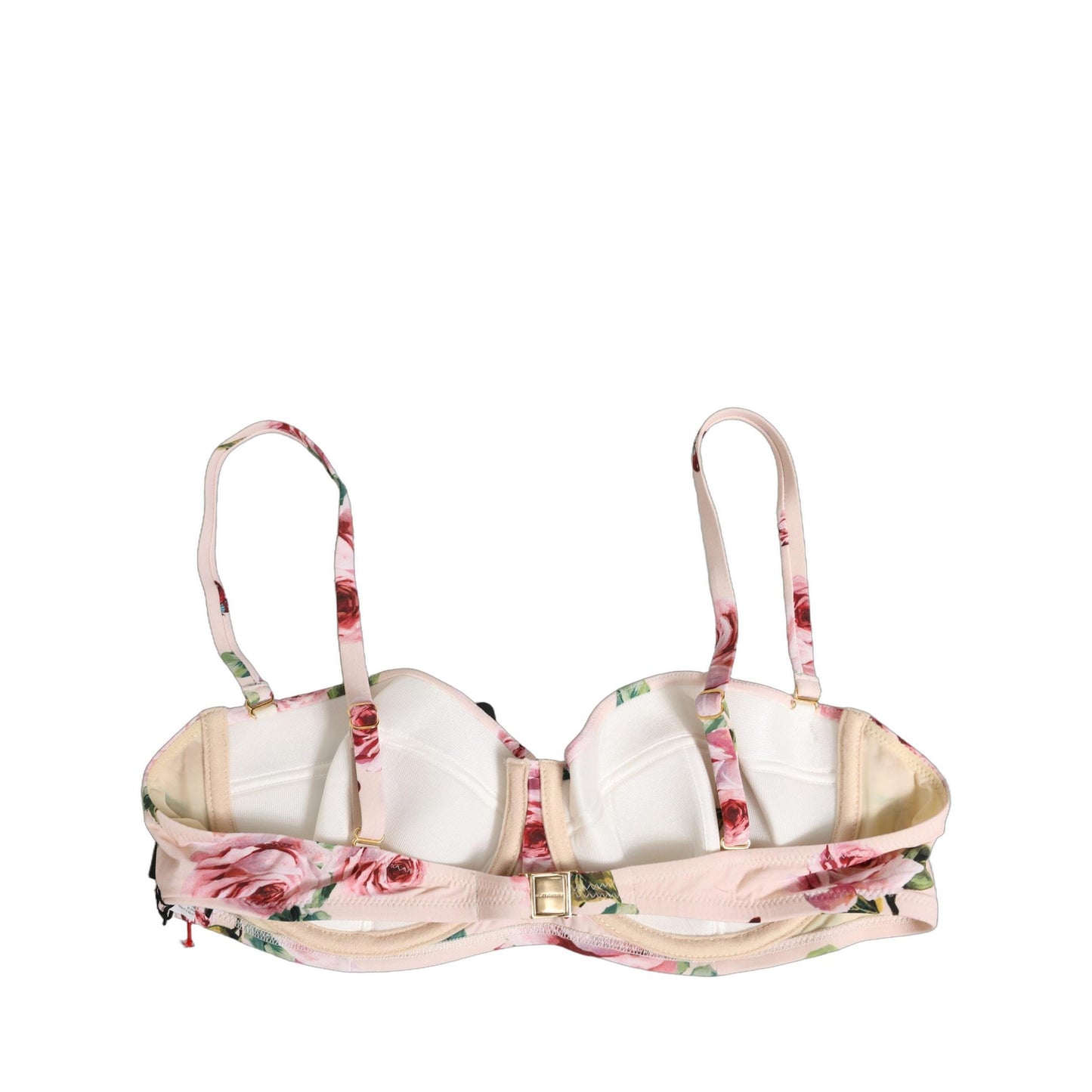 Dolce & Gabbana Pink Floral Print Underwire Beachwear Bikini Top