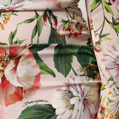 Dolce & Gabbana Pink Floral Silk Fit And Flared Midi Dress