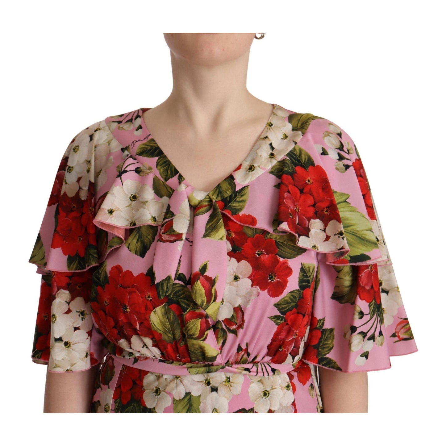 Dolce & Gabbana Pink Floral Silk Stretch Gown Maxi Dress