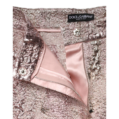 Dolce & Gabbana Pink Jacquard High Waist Hotpants Shorts