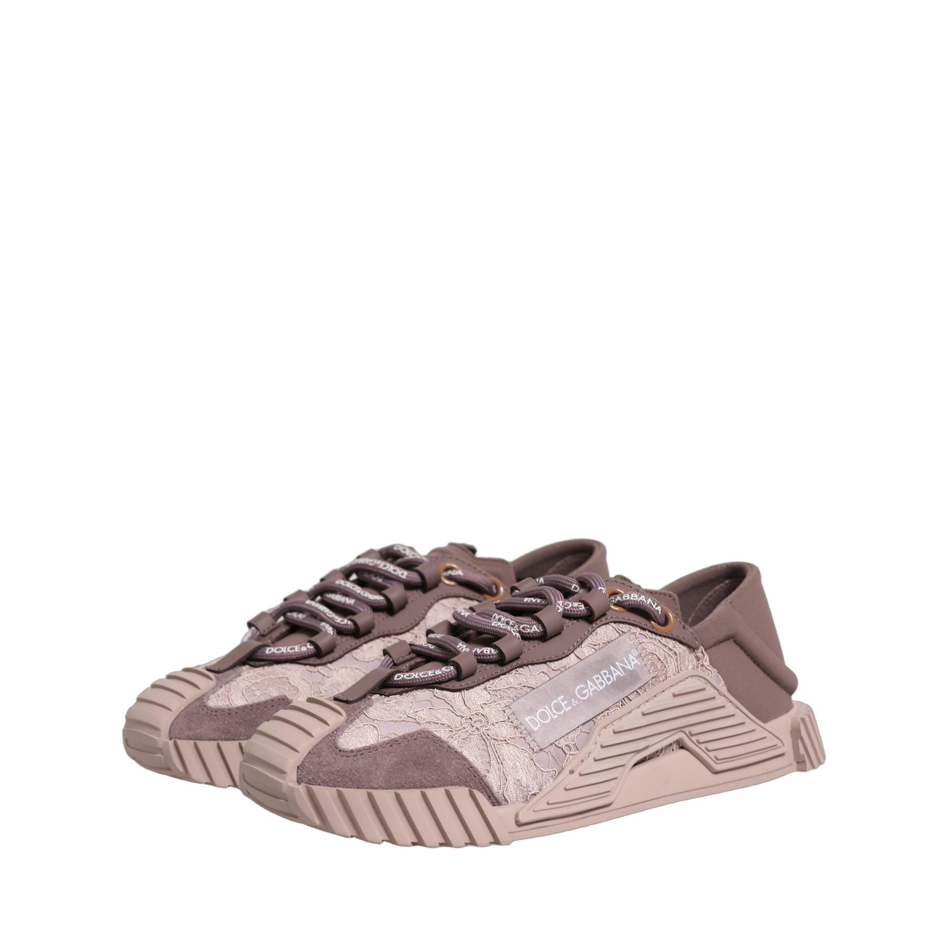 Dolce & Gabbana Pink Lace NS1 Low Top Sneaker Sports Shoes