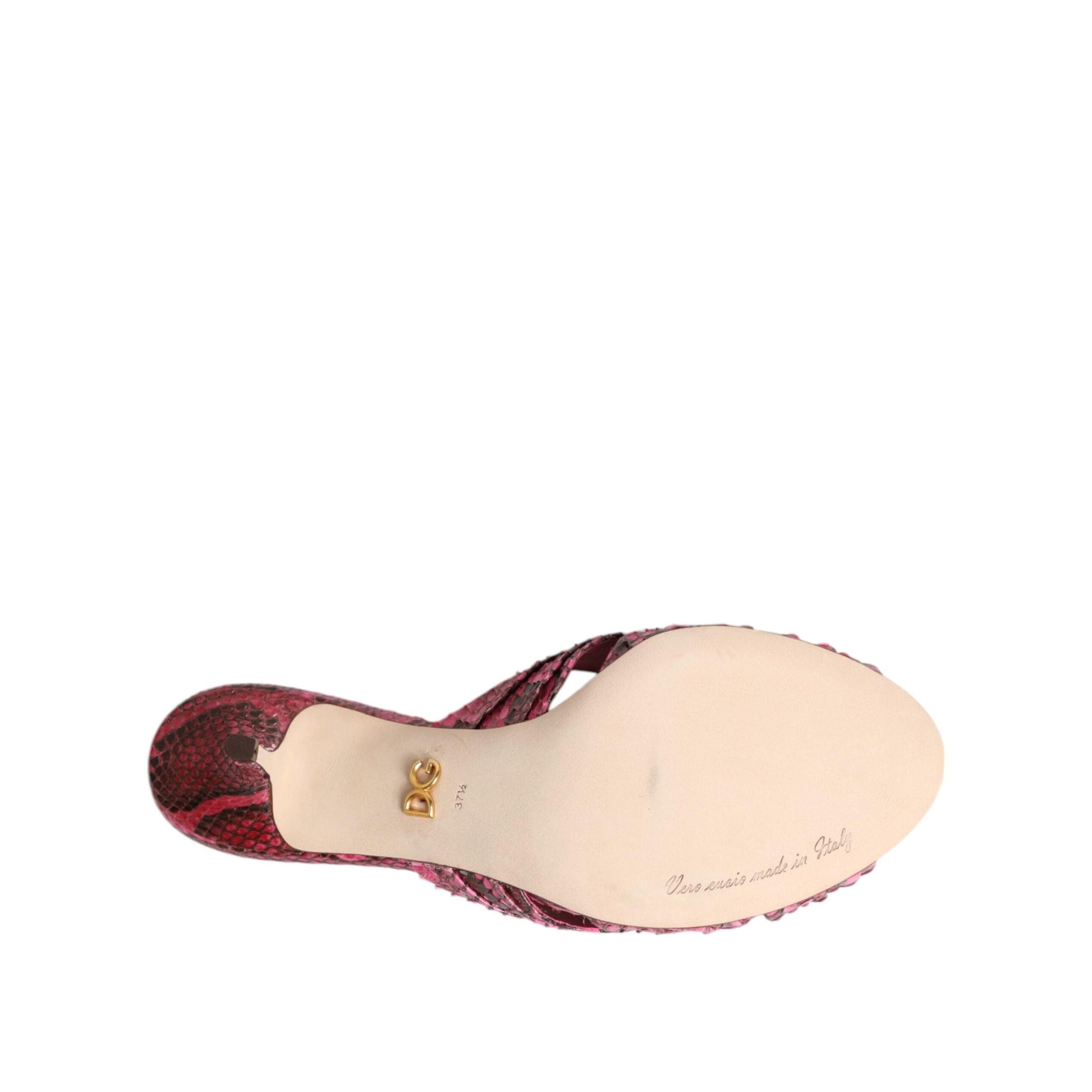 Dolce & Gabbana Pink Leather Heels Slides Sandals Shoes