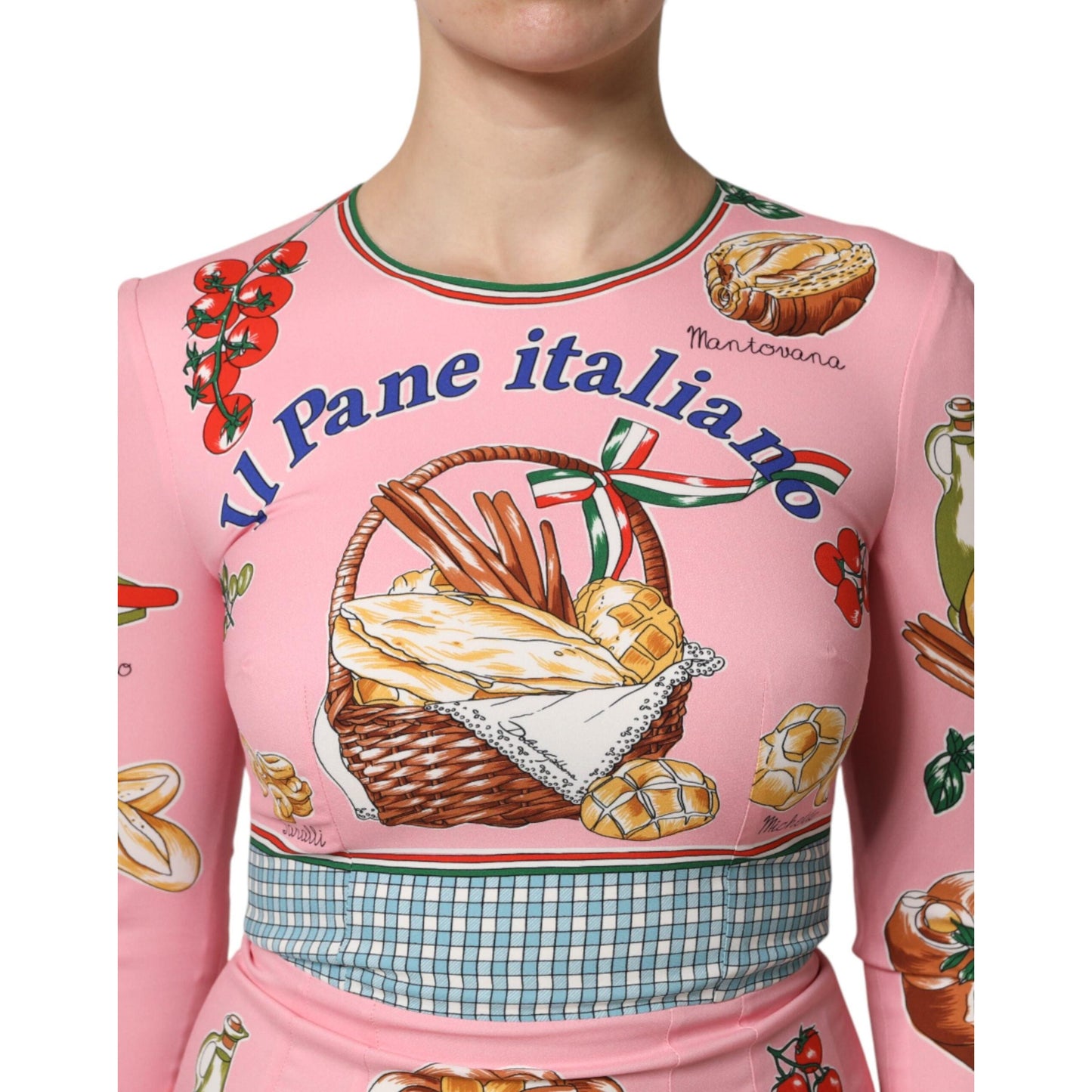 Dolce & Gabbana Pink Pastry Print Bodycon Sheath Midi Dress