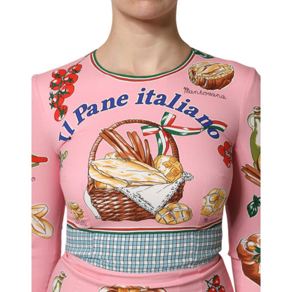 Dolce & Gabbana Pink Pastry Print Bodycon Sheath Midi Dress