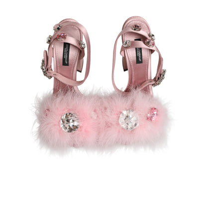 Dolce & Gabbana Pink Sequined Ankle Strap Sandals Shoes