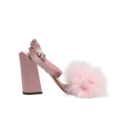 Dolce & Gabbana Pink Sequined Ankle Strap Sandals Shoes