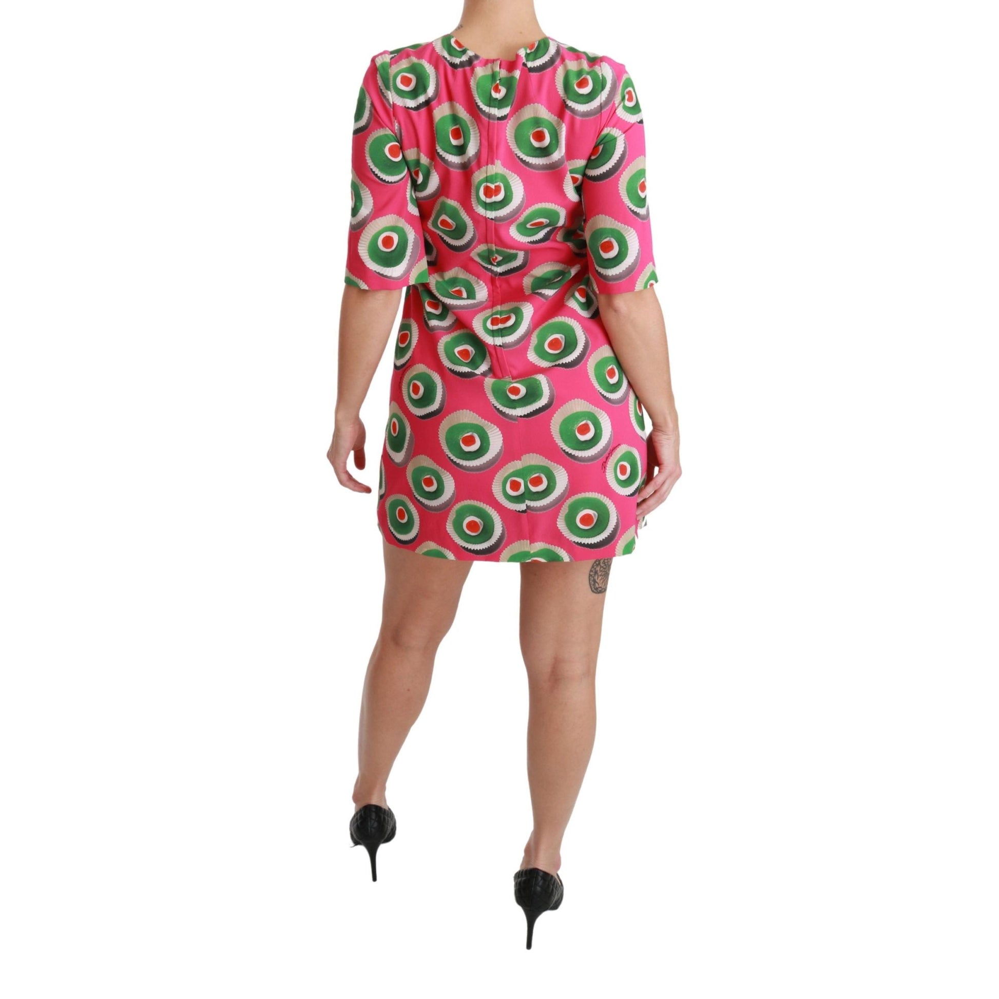 Dolce & Gabbana Pink Silk Cup Cake Shift Stretch Dress