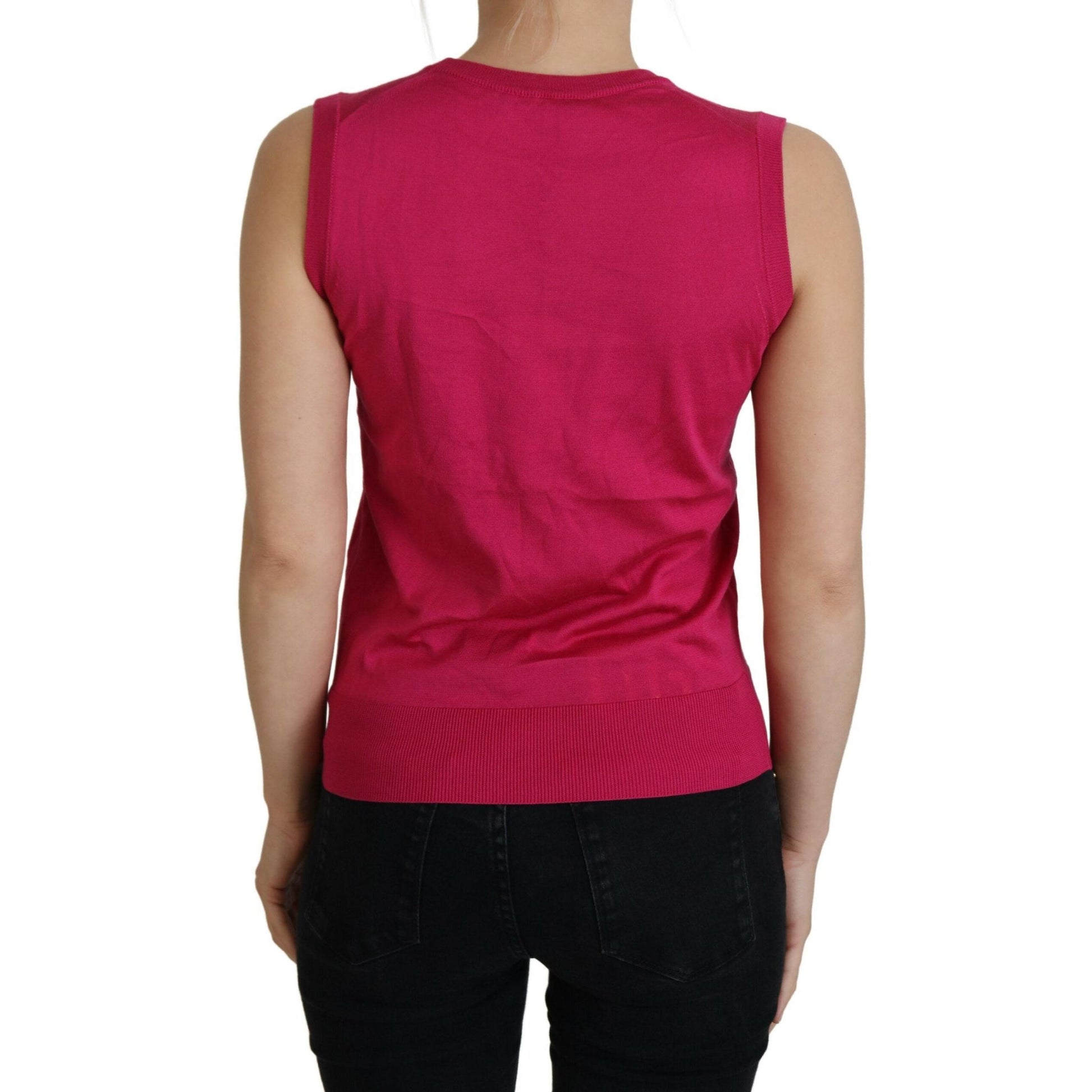 Dolce & Gabbana Pink Silk Vest Pullover Crewneck Tank Top
