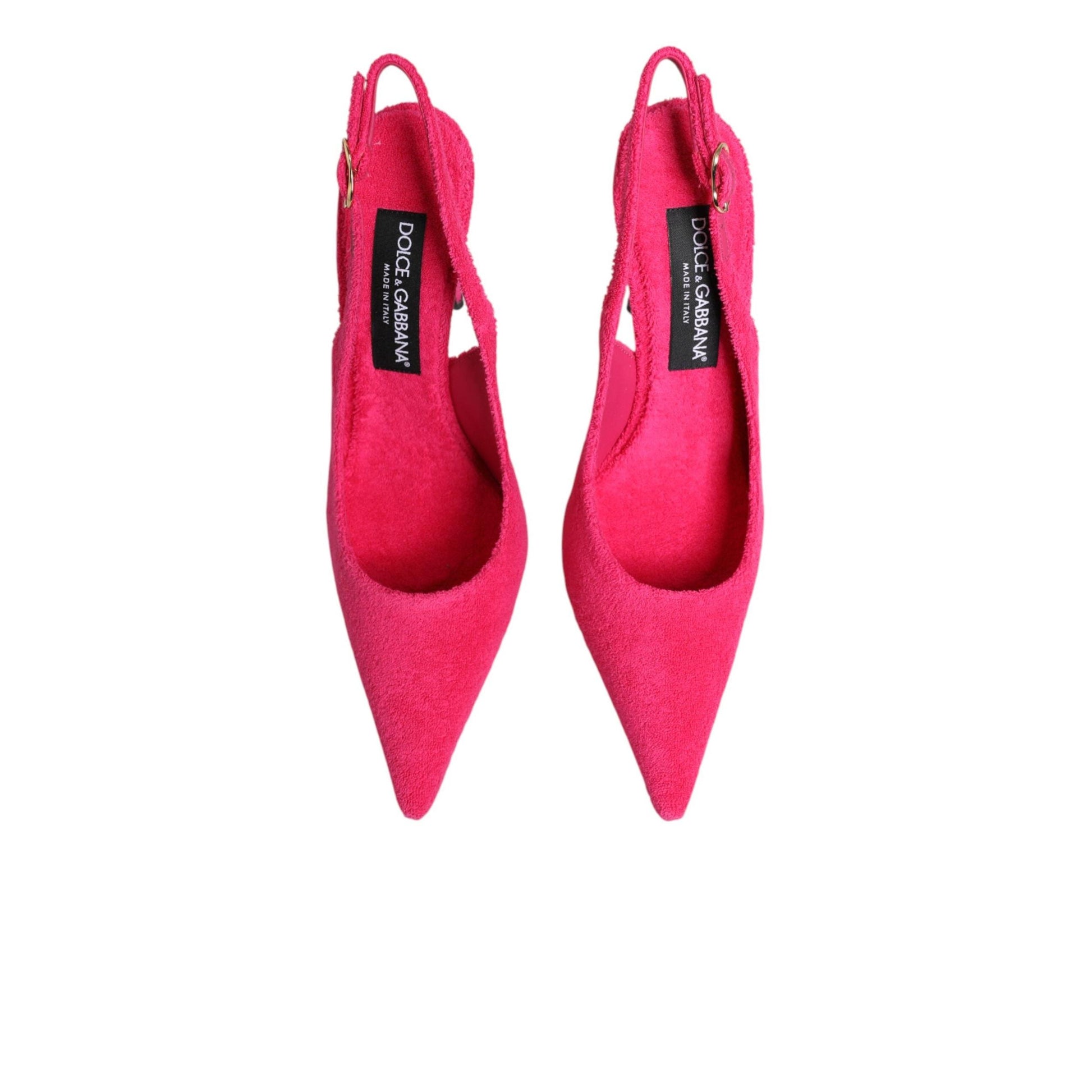 Dolce & Gabbana Pink Terry Cloth High Heels Slingback Shoes