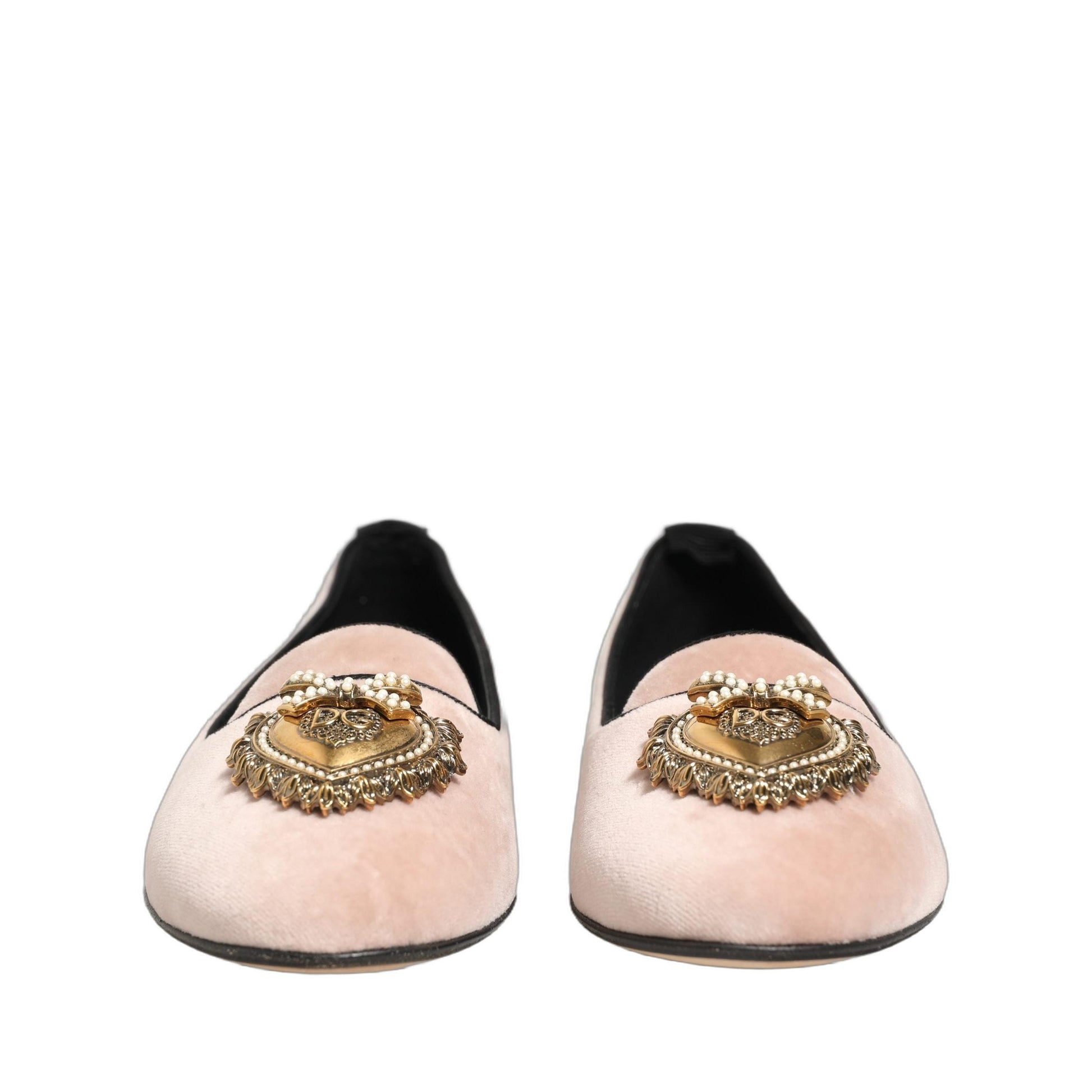 Dolce & Gabbana Pink Velvet Devotion Loafers Flats Shoes