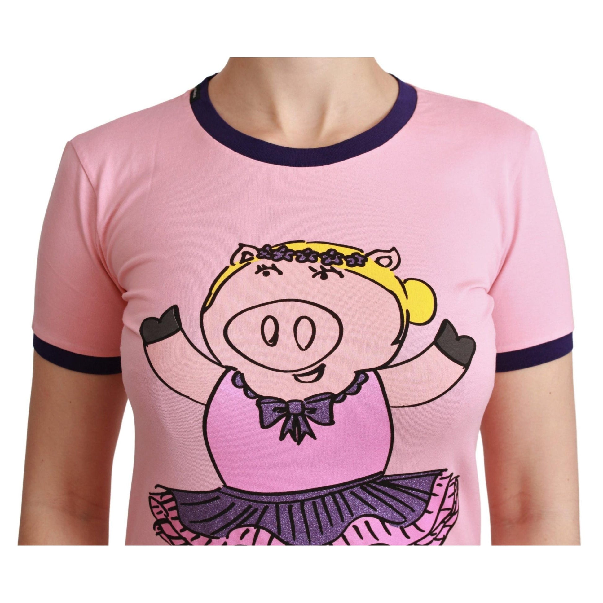 Dolce & Gabbana Pink YEAR OF THE PIG Top Cotton T-shirt