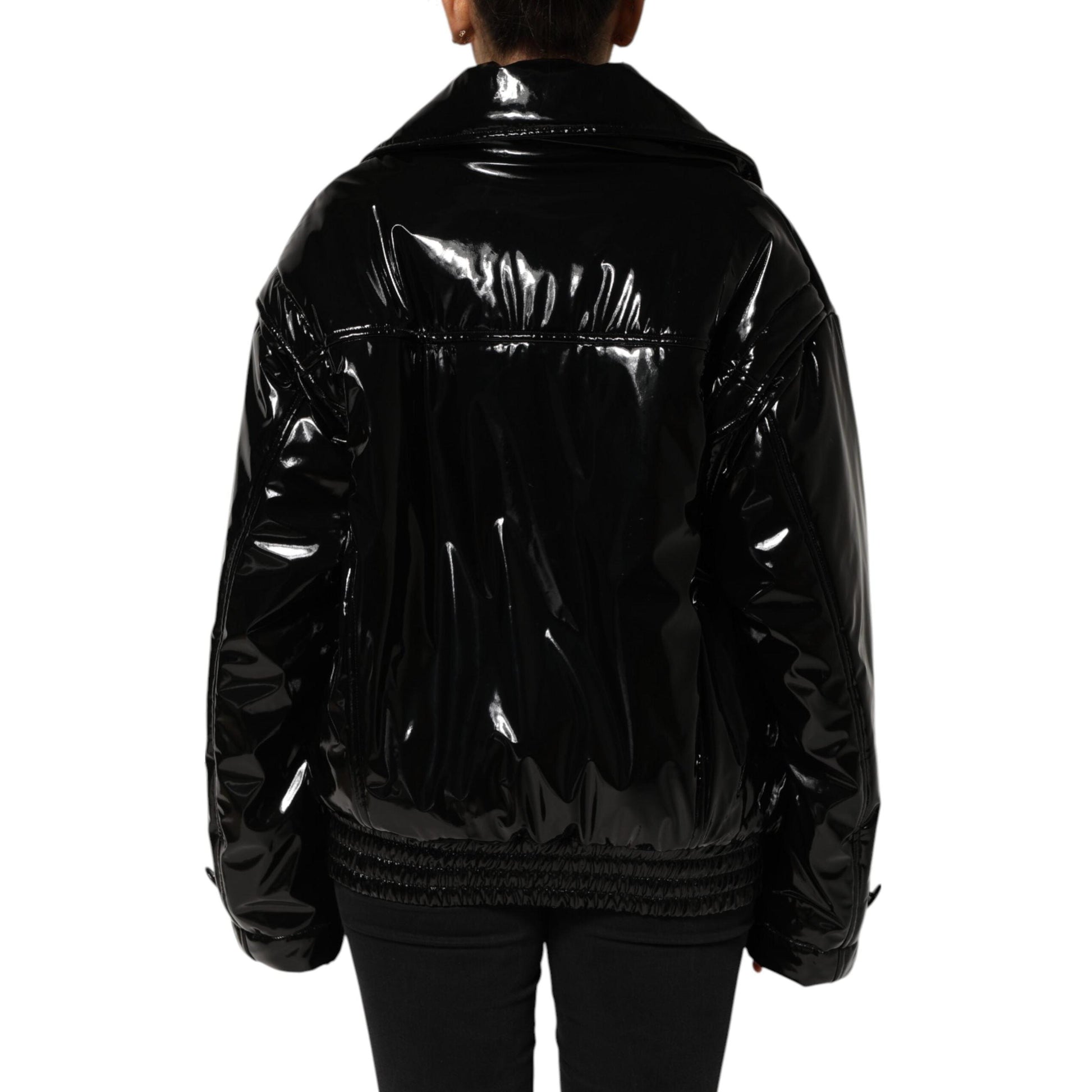 Dolce & Gabbana Polyester Black Quilted Puffer Coat Jacket