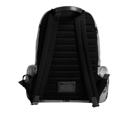 Dolce & Gabbana Polyester Gray Black DG Logo Plaque Backpack Bag