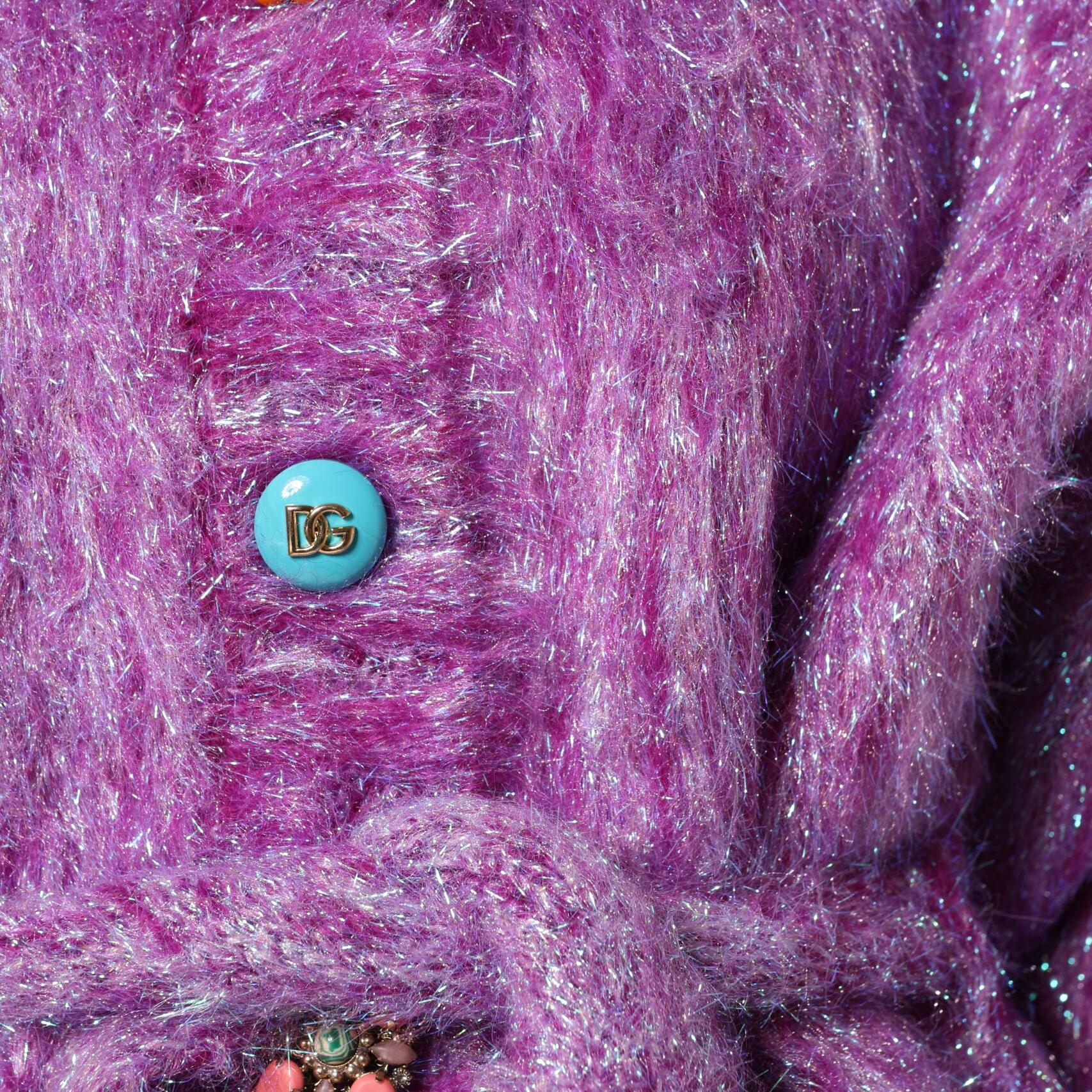 Dolce & Gabbana Purple Button Embellished Trench Coat Jacket