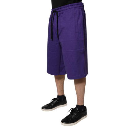 Dolce & Gabbana Purple Cotton Men Bermuda Sweatshorts Shorts