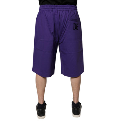 Dolce & Gabbana Purple Cotton Men Bermuda Sweatshorts Shorts