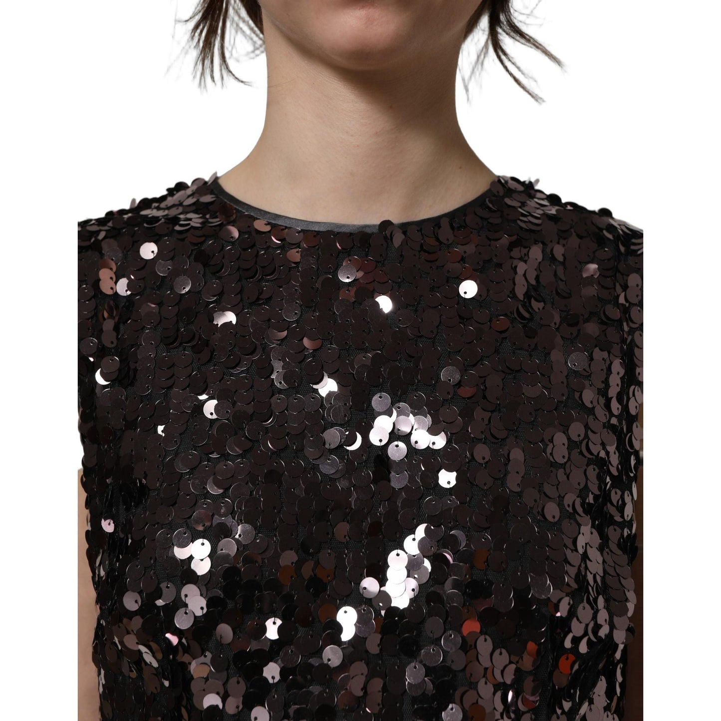 Dolce & Gabbana Purple Sequined Sleeveless Cropped Tank Top