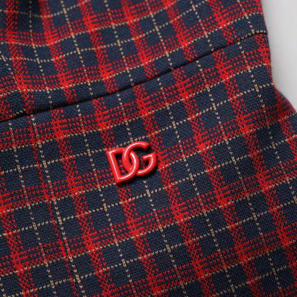 Dolce & Gabbana Red Black Checkered ShortSleeve Sheath Dress