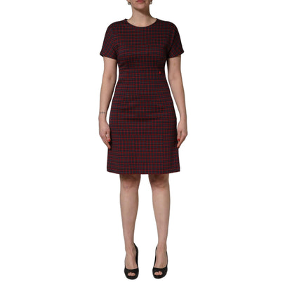 Dolce & Gabbana Red Black Checkered ShortSleeve Sheath Dress