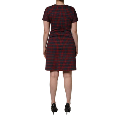 Dolce & Gabbana Red Black Checkered ShortSleeve Sheath Dress