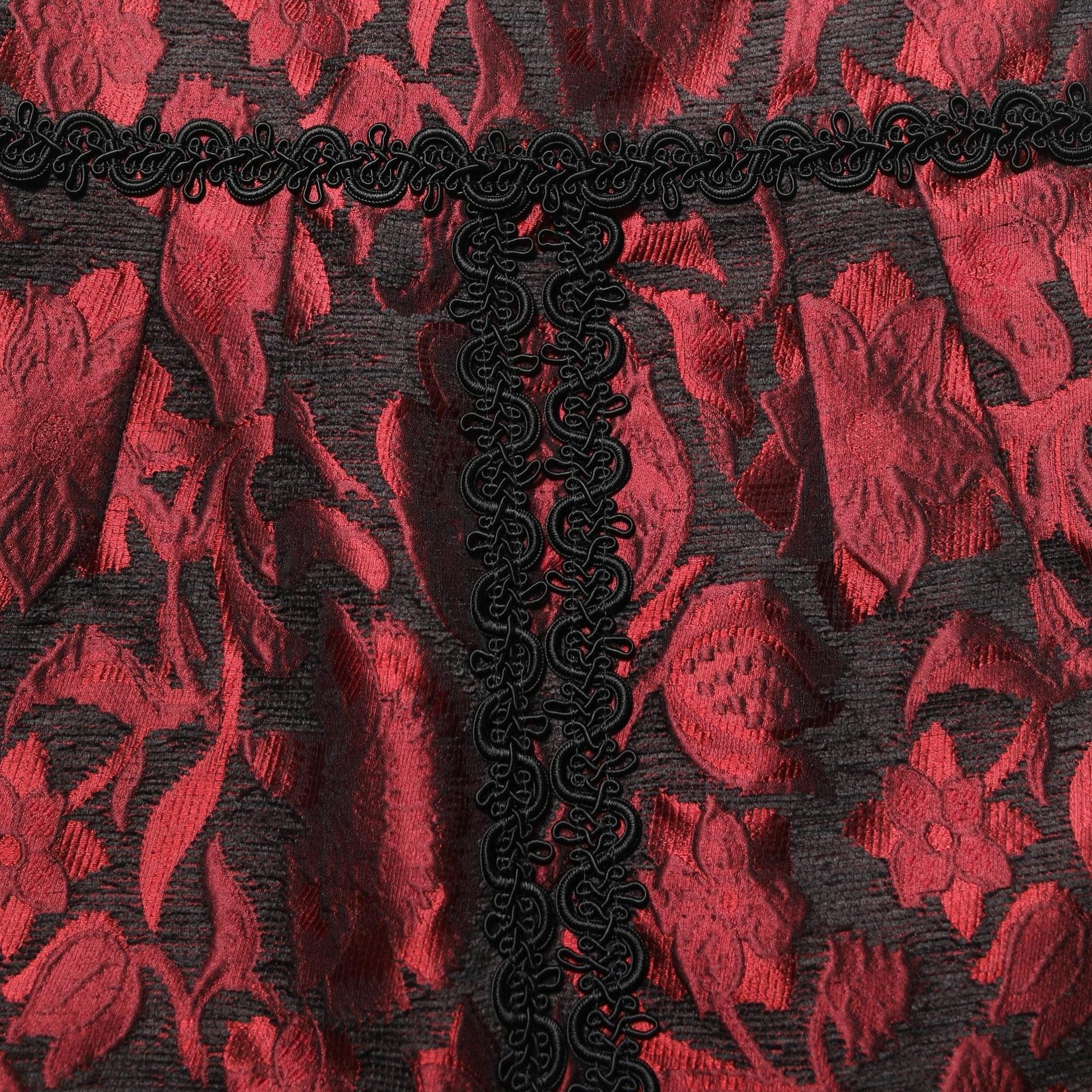 Dolce & Gabbana Red Black Floral Lace Jacquard Mini Skirt