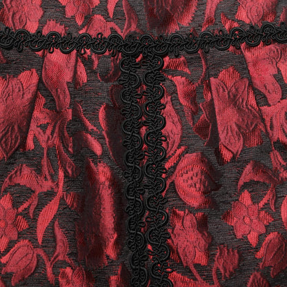 Dolce & Gabbana Red Black Floral Lace Jacquard Mini Skirt