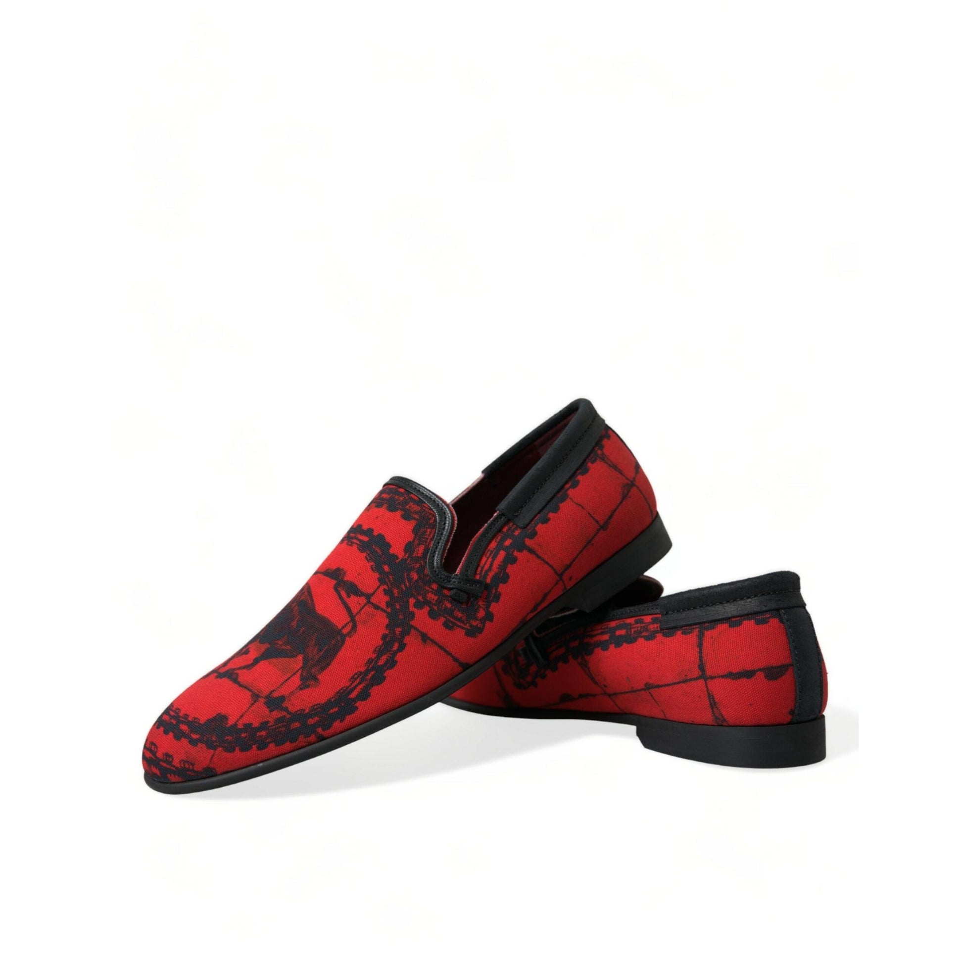 Dolce & Gabbana Red Black Torero Loafers Slippers Men Shoes