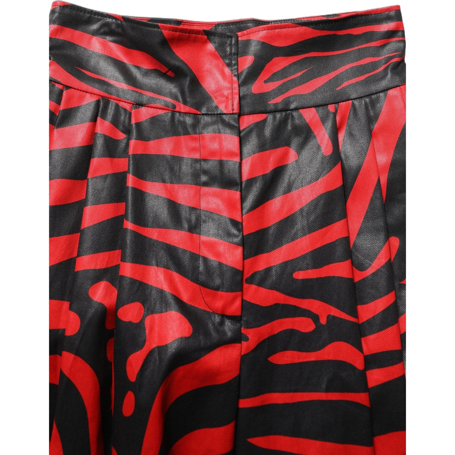 Dolce & Gabbana Red Black Zebra Print Cotton HighWaist Pants