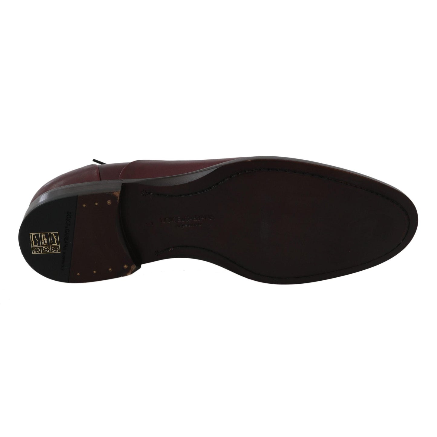 Dolce & Gabbana Red Bordeaux Leather Derby Formal Shoes