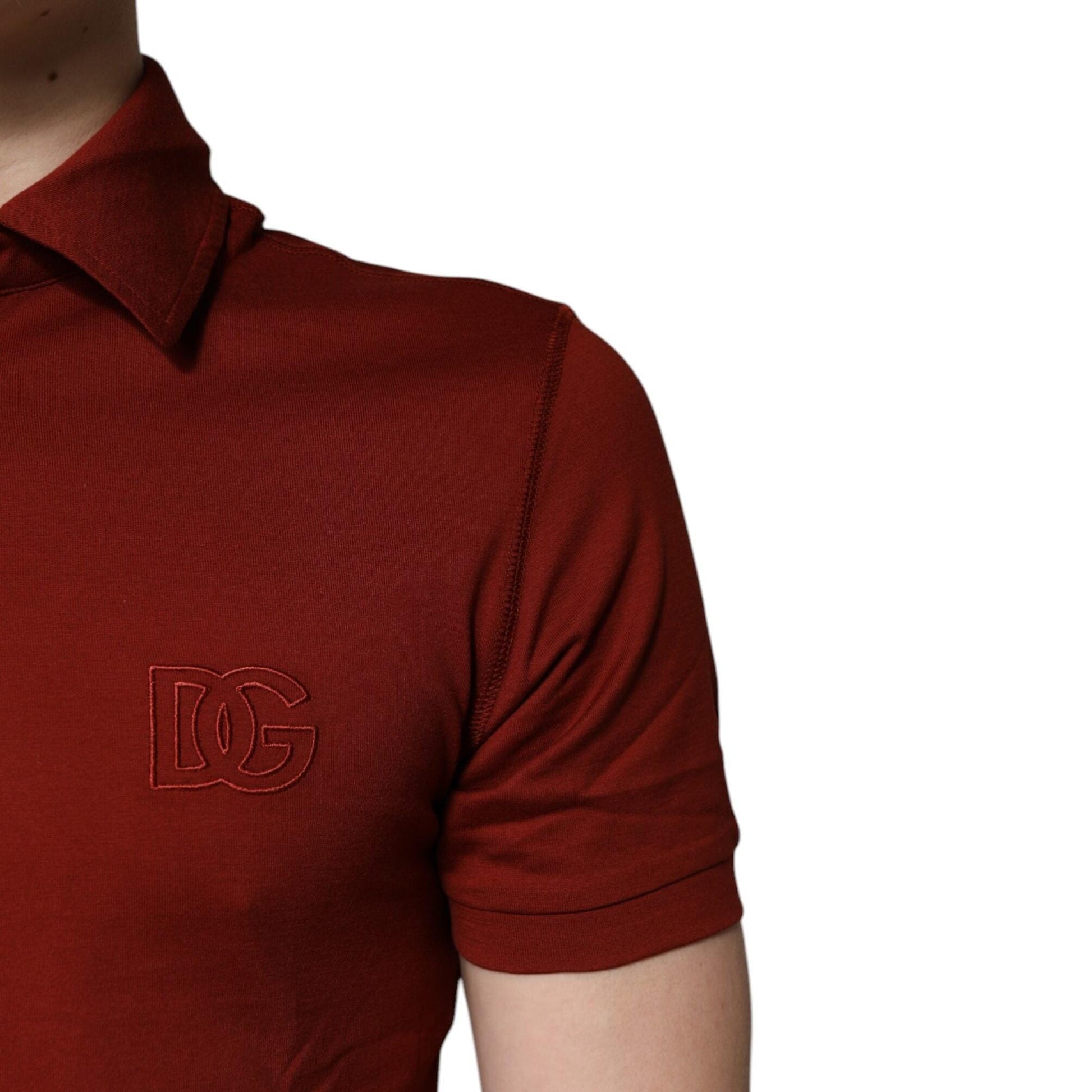 Dolce & Gabbana Red Cotton DG Logo Collared Men Polo T-shirt