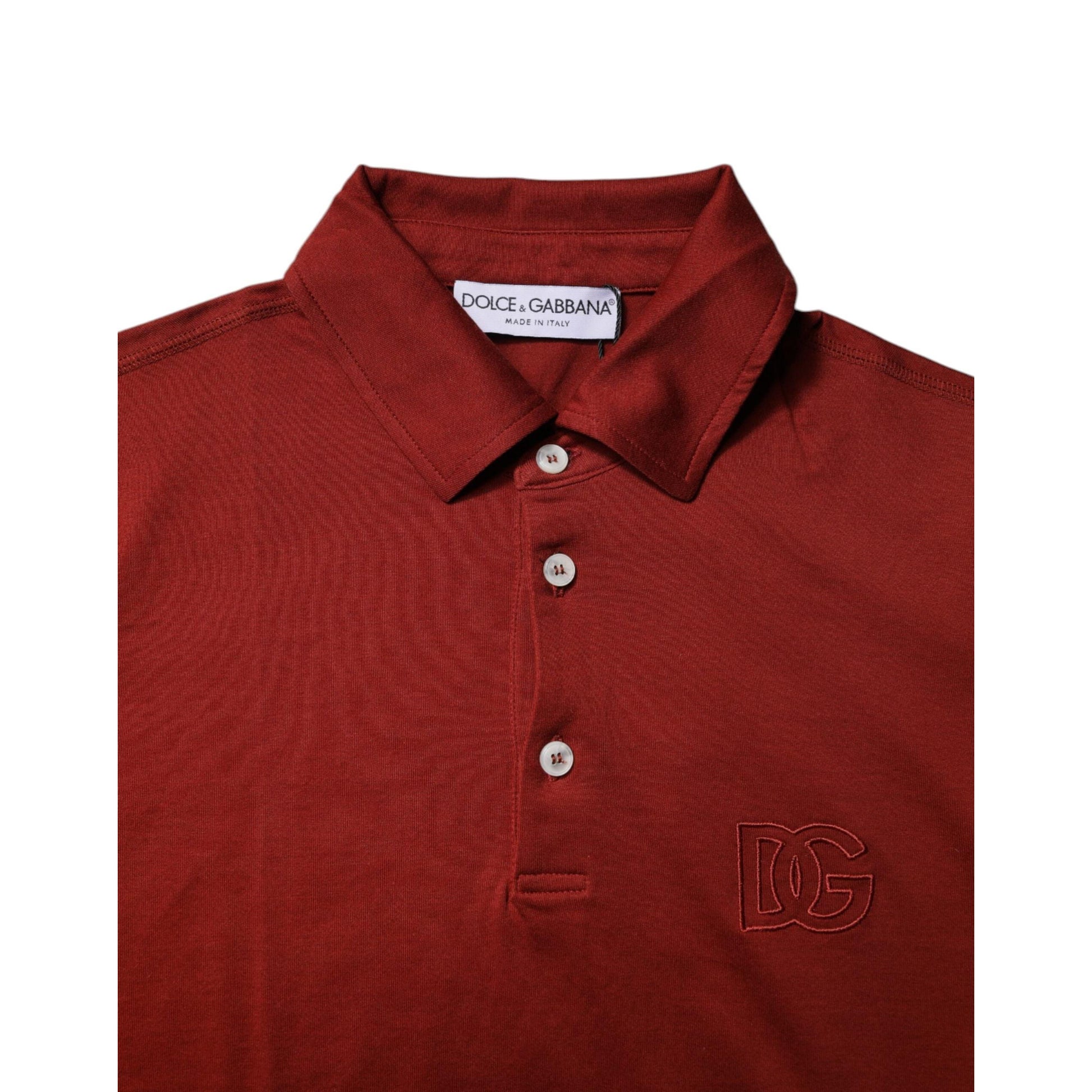 Dolce & Gabbana Red Cotton DG Logo Collared Men Polo T-shirt