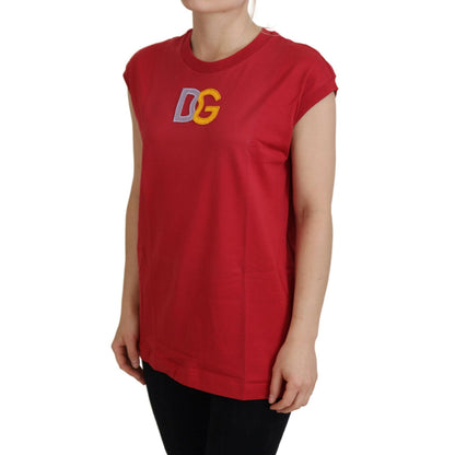 Dolce & Gabbana Red Cotton DG Logo Tank Top T-shirt