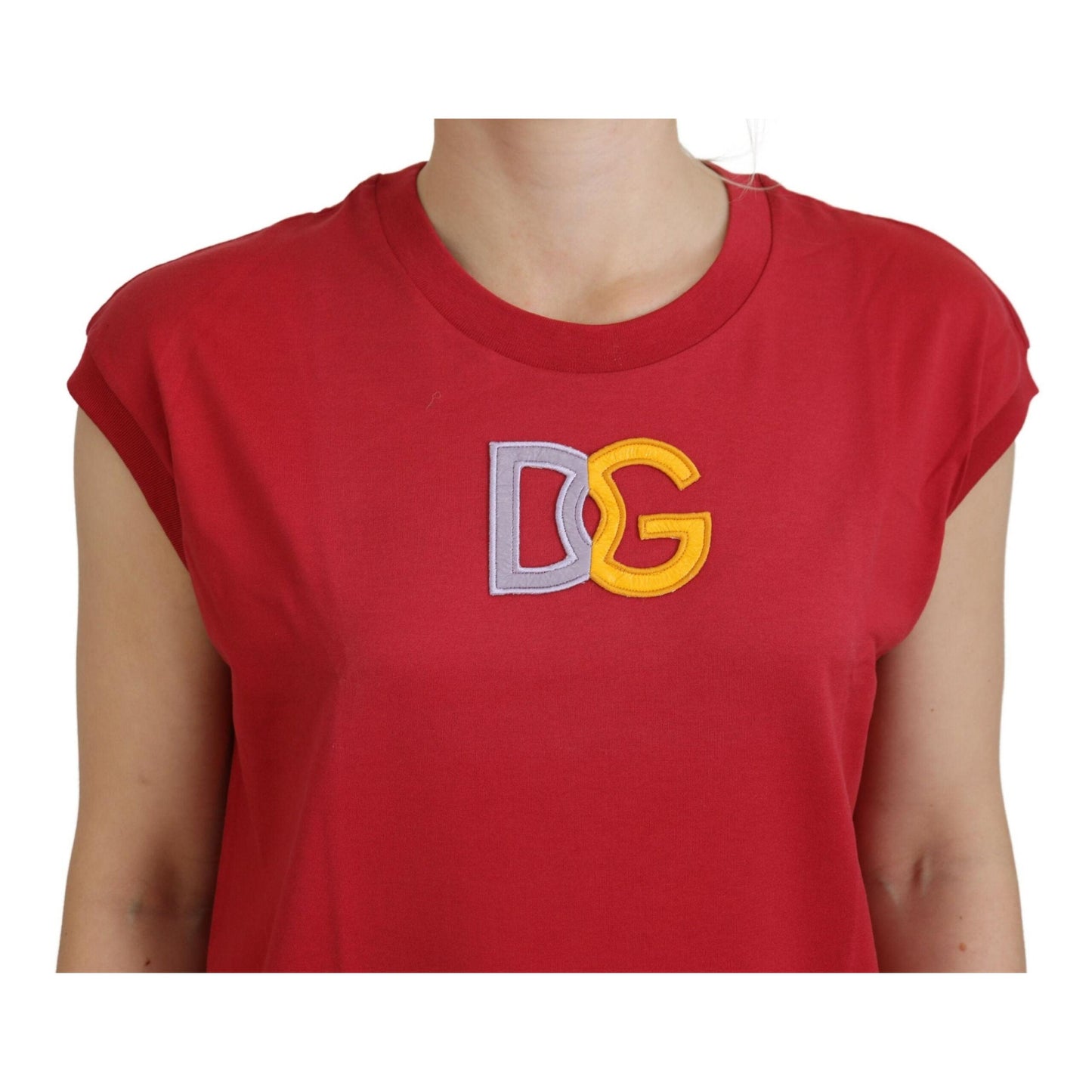 Dolce & Gabbana Red Cotton DG Logo Tank Top T-shirt